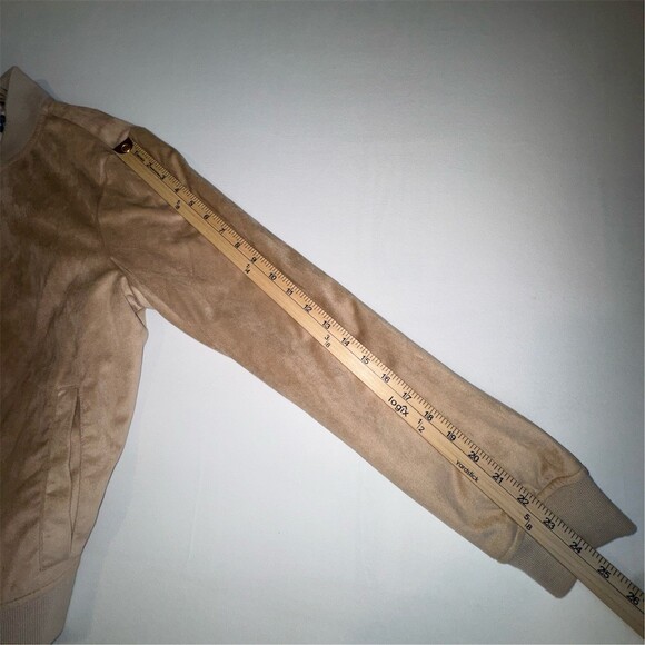 Bagatelle Bomber Jacket Womens Size L Tan Floral Embroidered Full Zip Boho - Picture 12 of 12